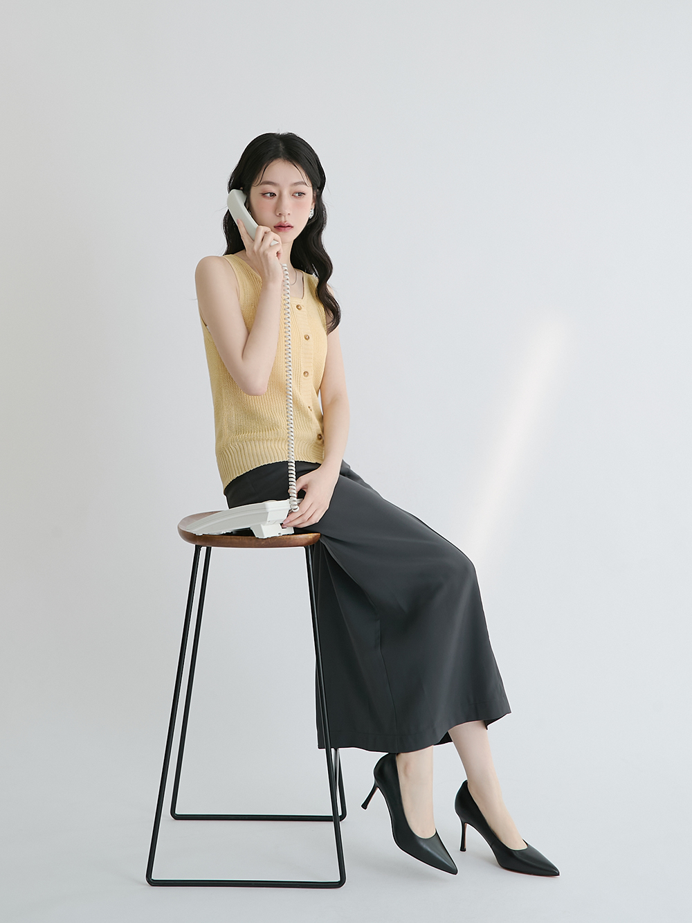 【真皮系列】8.5cm全能氣墊真皮高跟鞋 時尚黑