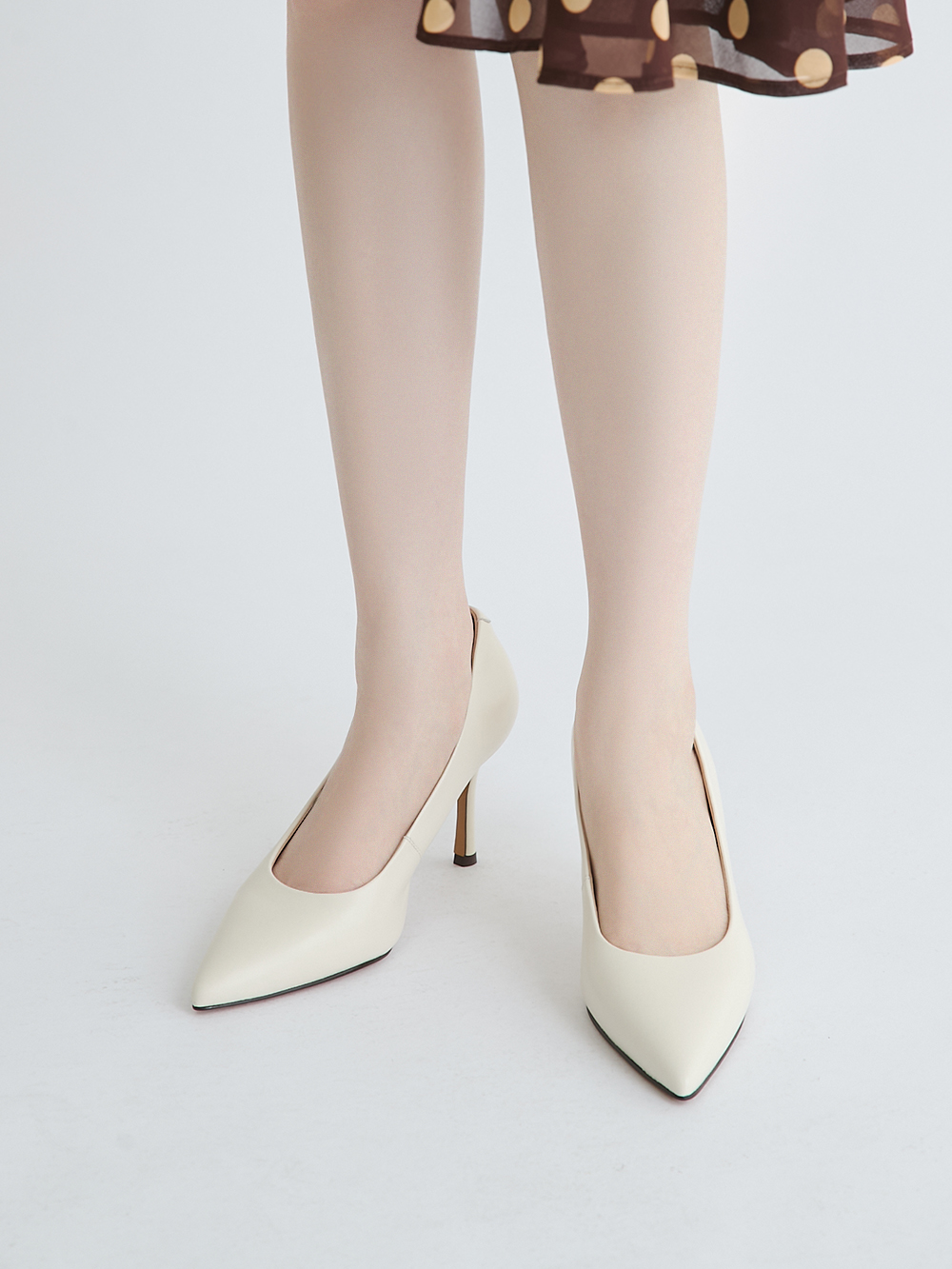 【真皮系列】8.5cm全能氣墊真皮高跟鞋 人氣白