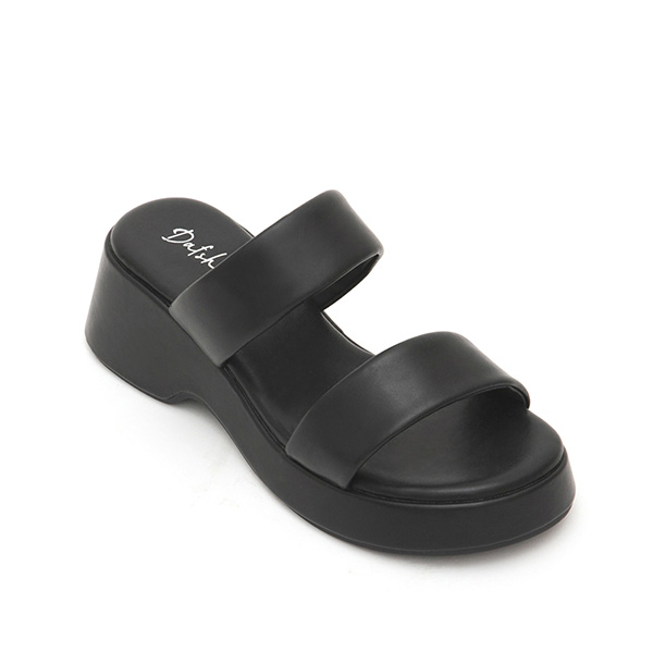 Double-Strap Platform Sandals Black