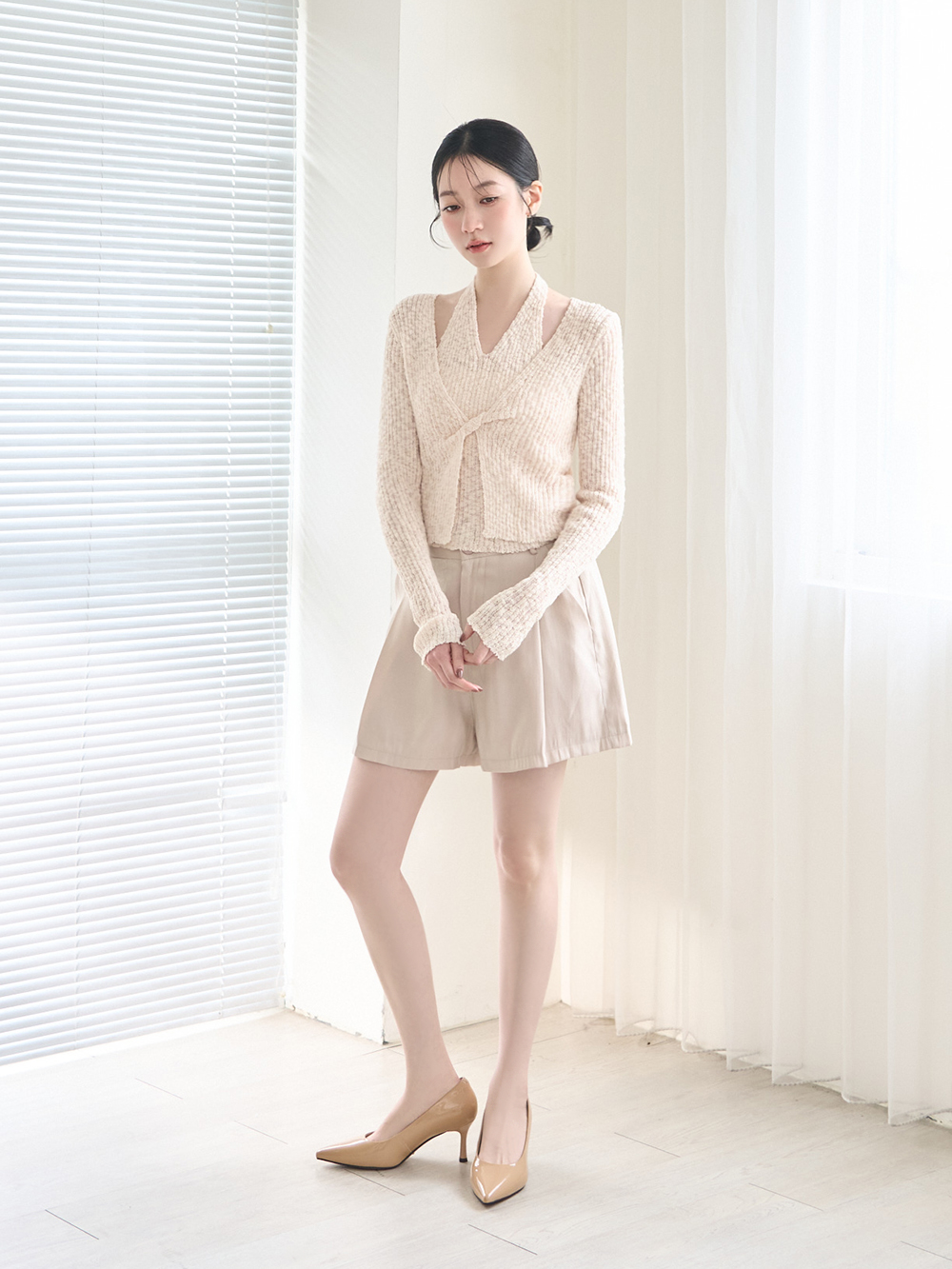 【真皮系列】6.5cm全能氣墊真皮高跟鞋 裸膚杏