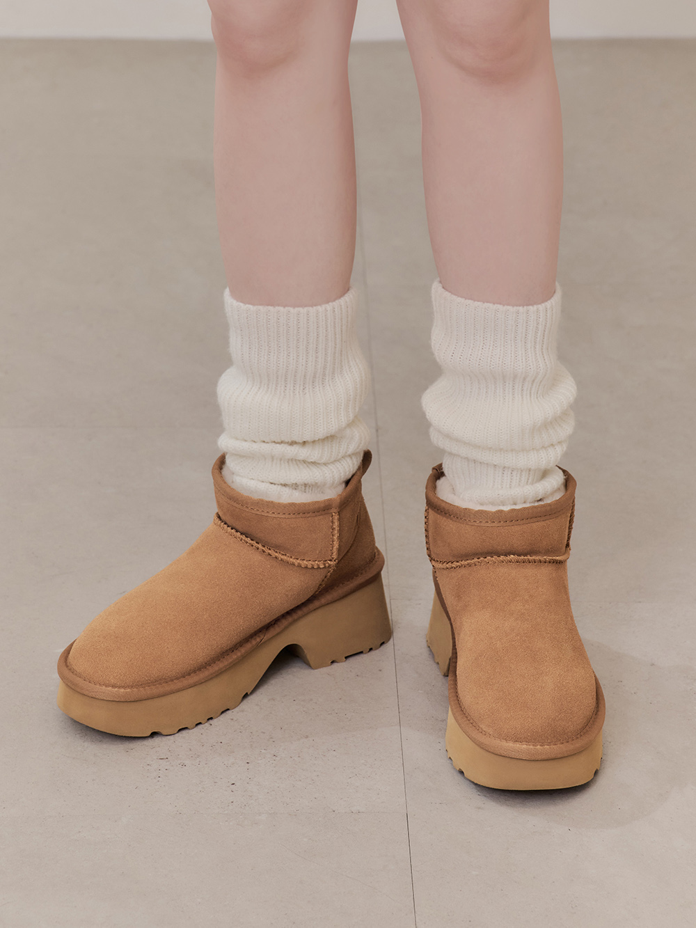 保暖神器厚底升級版真皮雪靴 栗子色