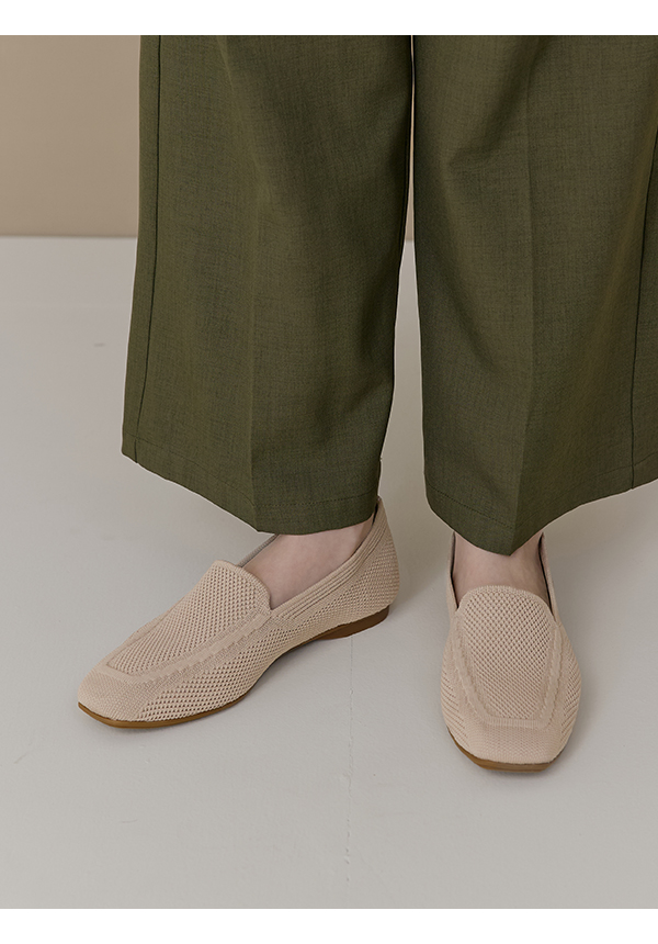 【3D零感雲織鞋】素面方頭樂福鞋 密茶杏