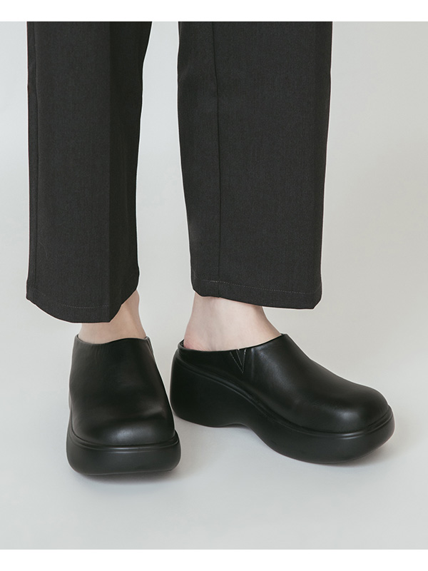 Plain Lightweight Thick Sole Mules Black