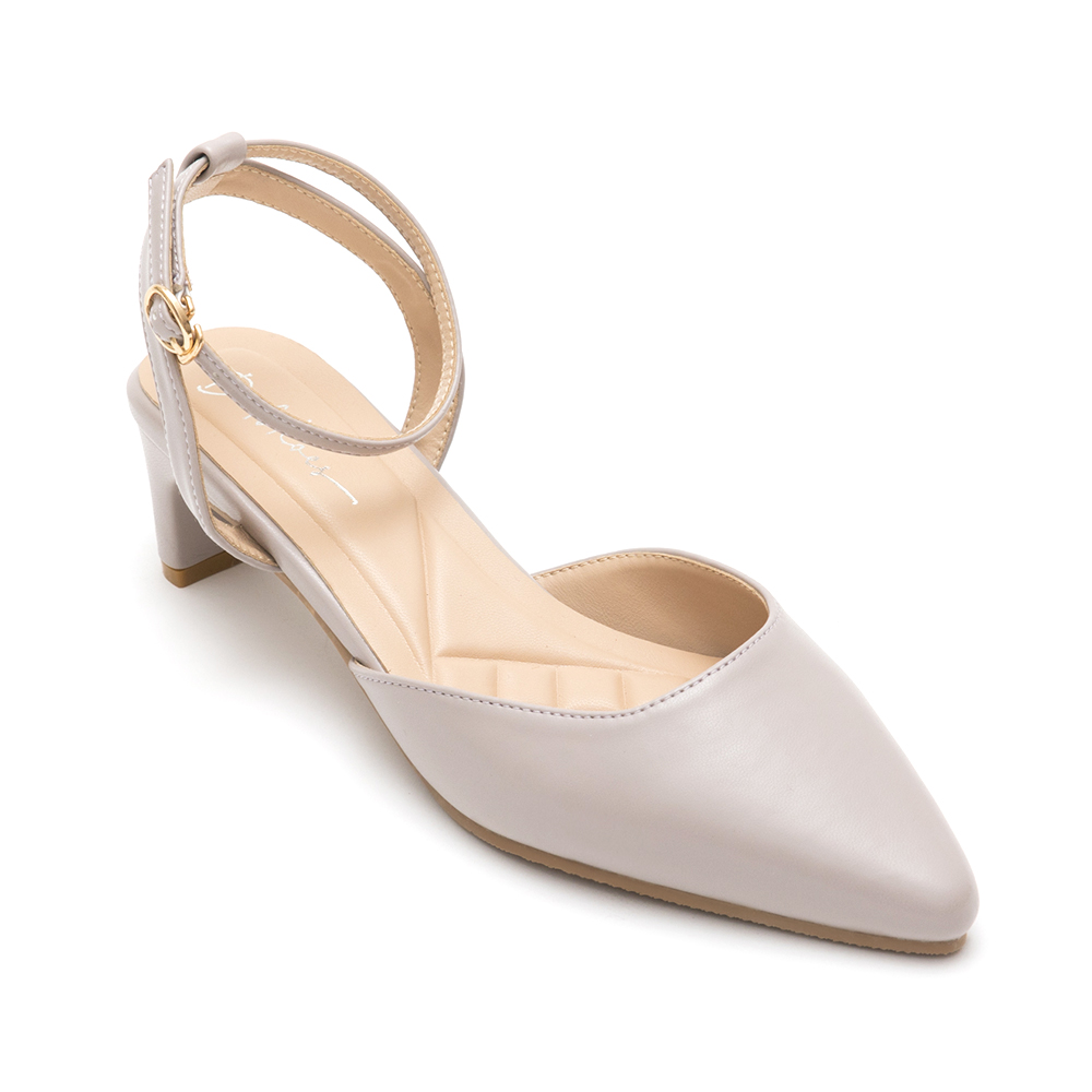 Elegant Pointed-Toe Flat Mary Jane Shoes Grey