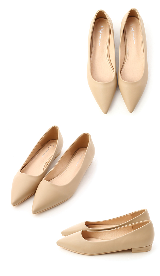 Classic Pointed Toe Ballet Flats Beige