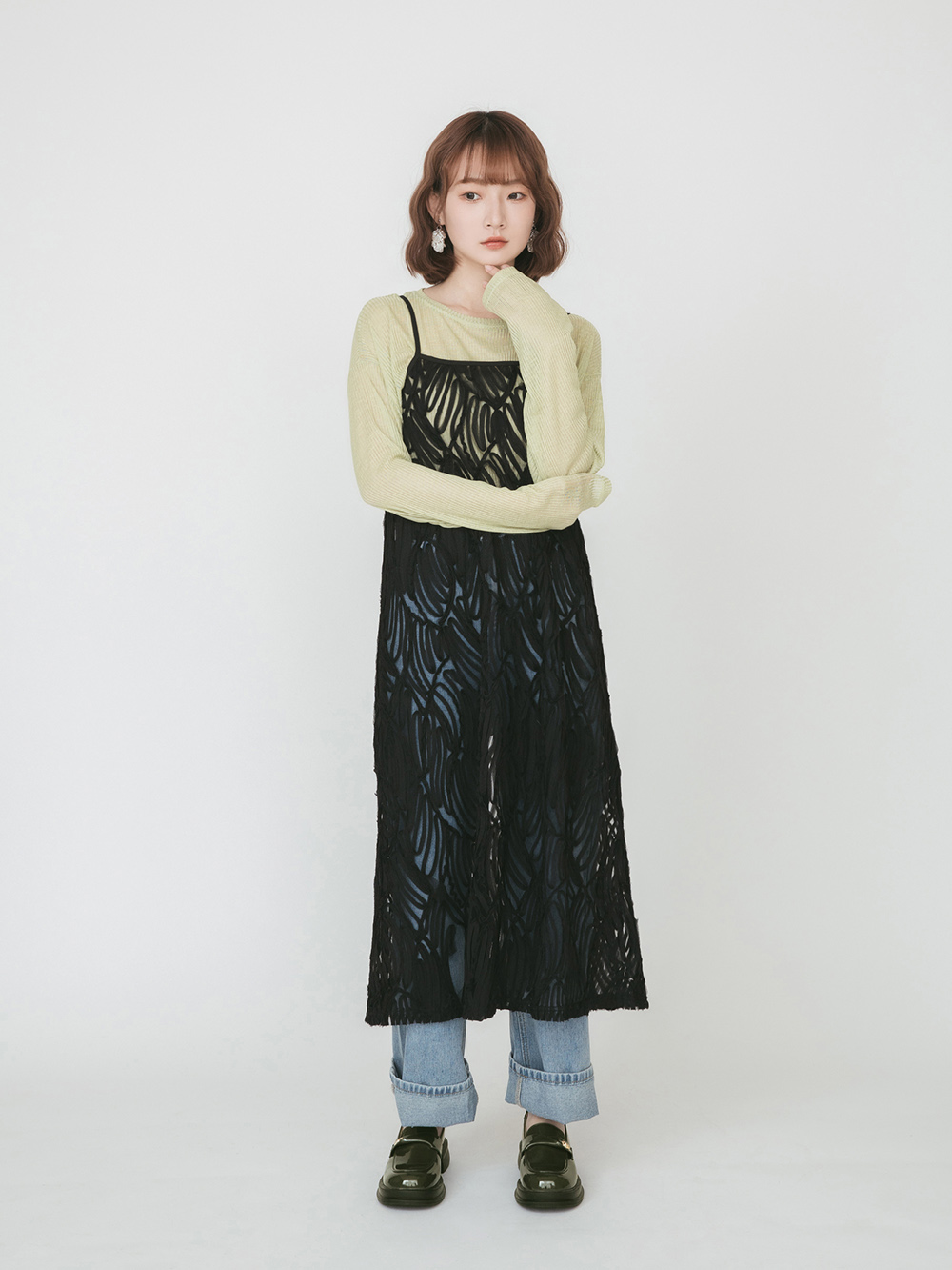 低調貴族．小錢幣扭結方頭樂福鞋 復古綠