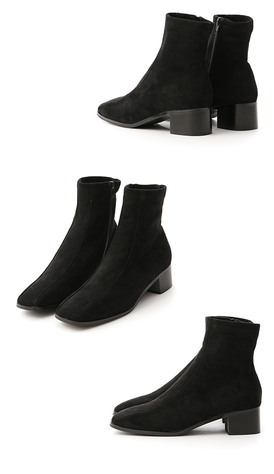 Seam Line Detail Sock Boots Textured black