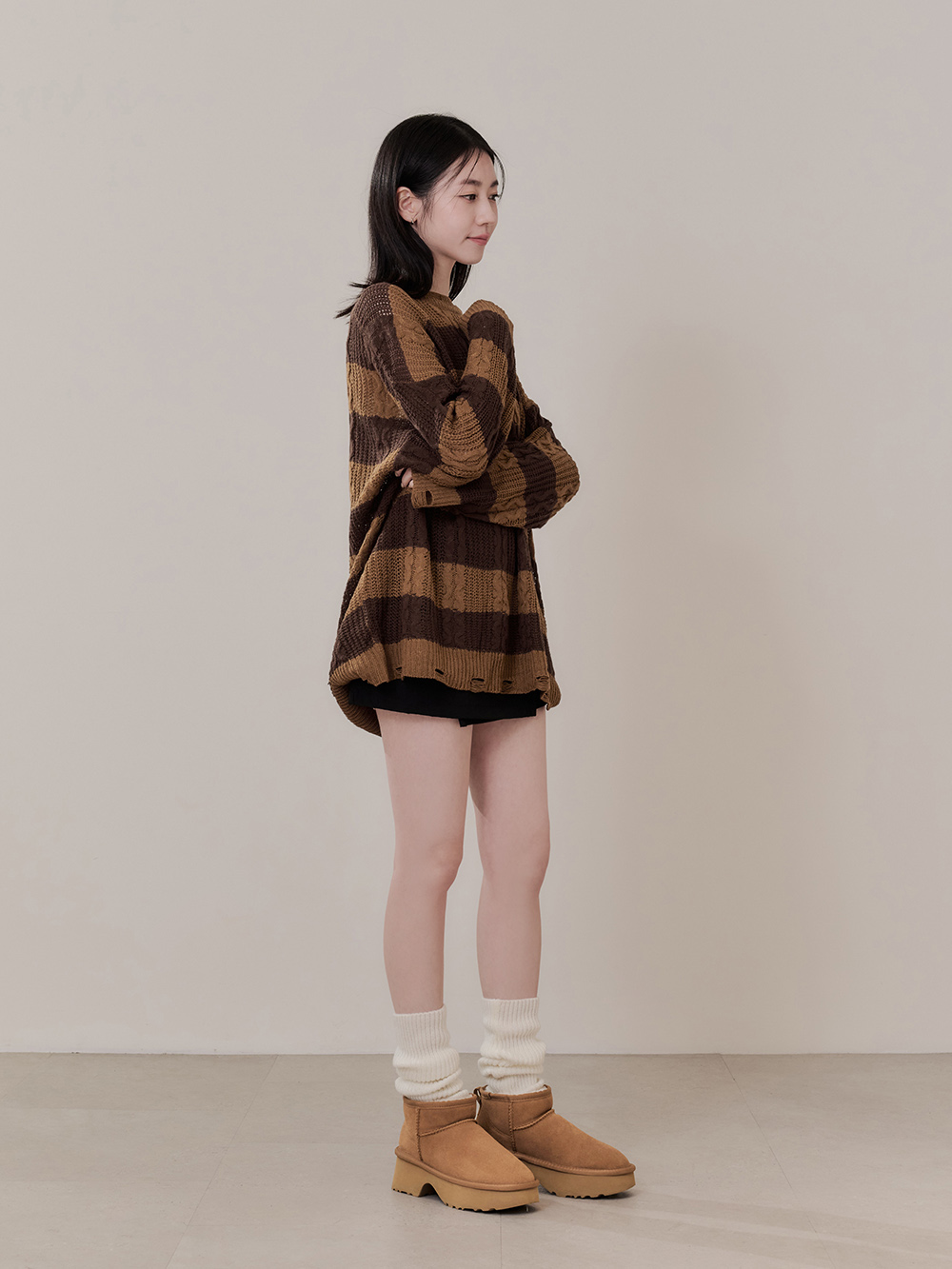 保暖神器厚底升級版真皮雪靴 栗子色