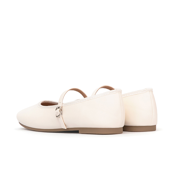 奧黛麗小圓頭平底瑪莉珍鞋 米白色
