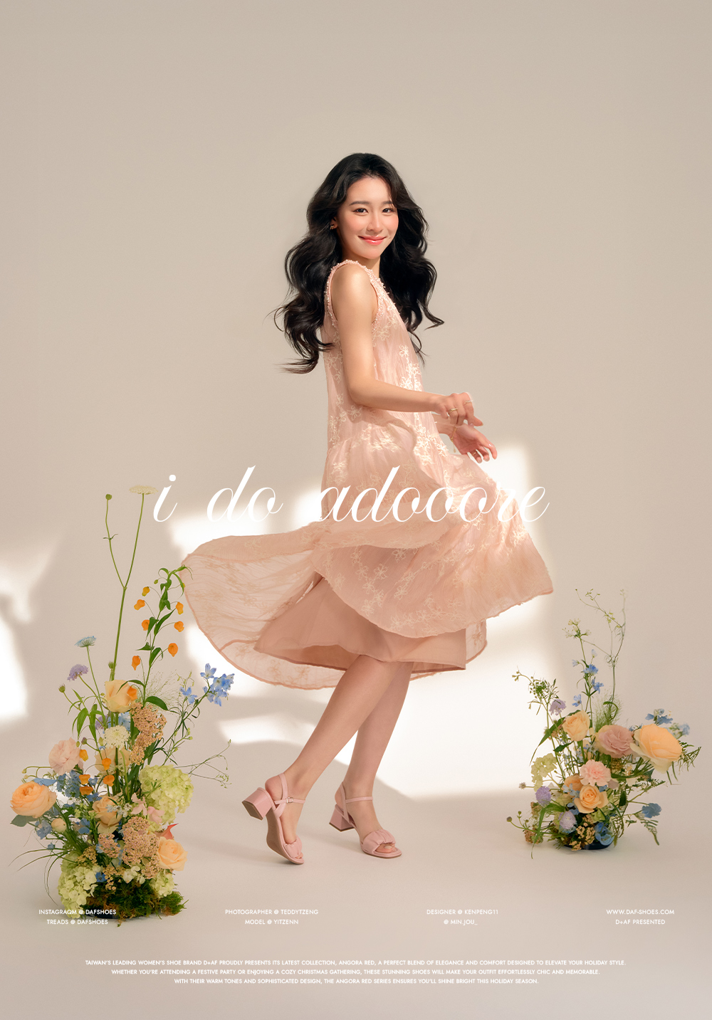 雲朵抓皺泡芙軟墊中跟涼鞋 草莓粉