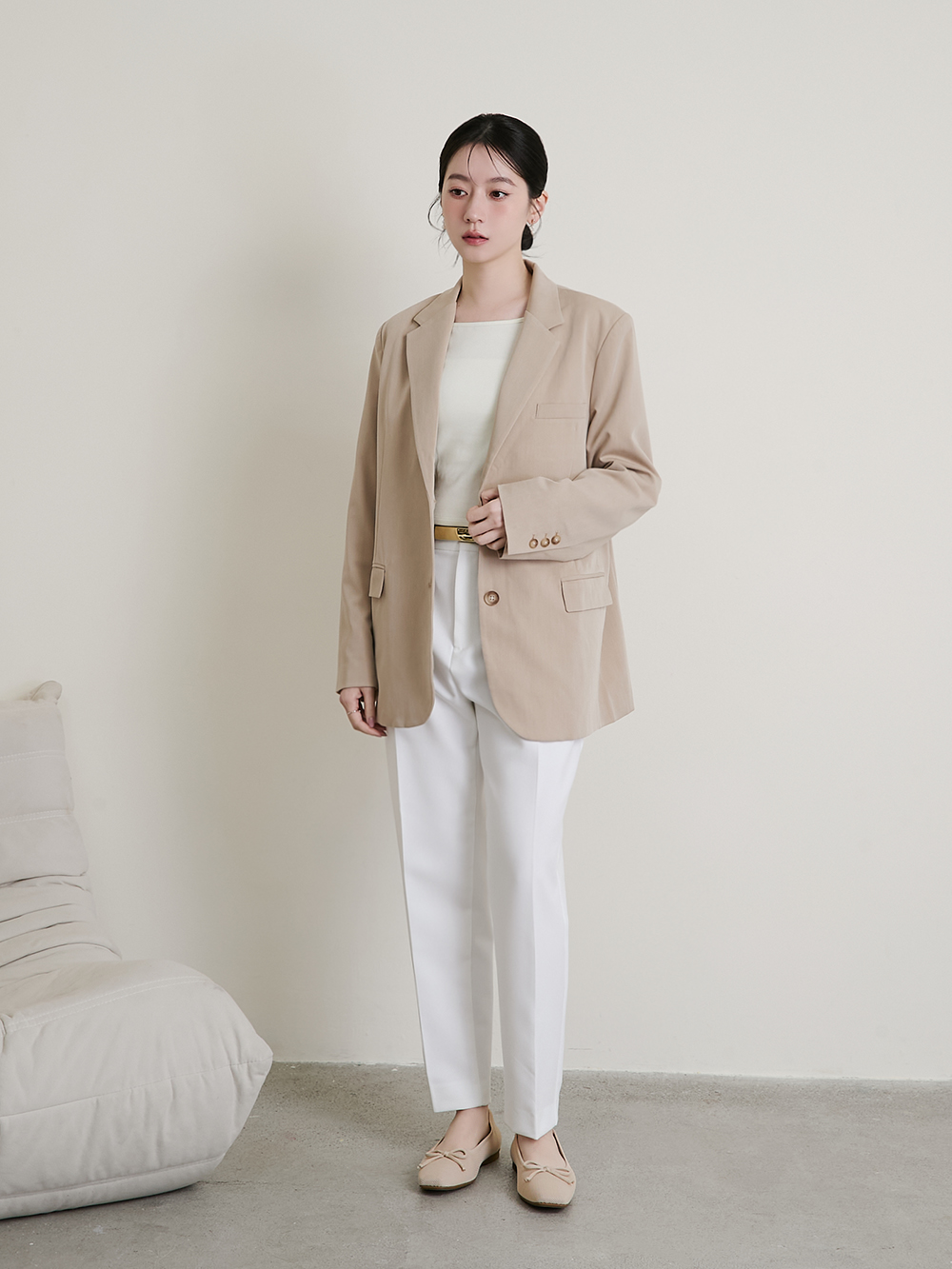 【3D零感雲織鞋】蝴蝶結方頭芭蕾鞋 密茶杏