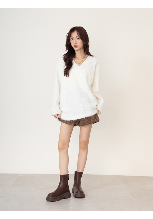 安可返場輕量底素面瘦瘦短靴 咖啡色