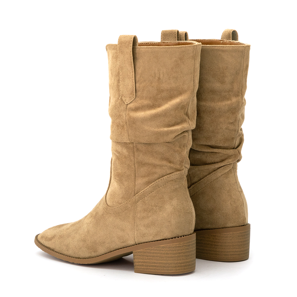 美拉德V口內增高西部堆堆靴 杏色