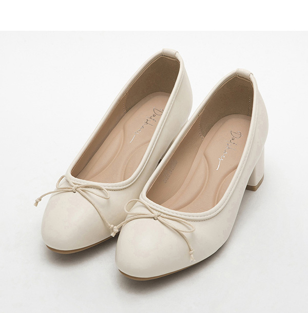 4D Cushioned Mid-Heel Ballets Shoes Beige