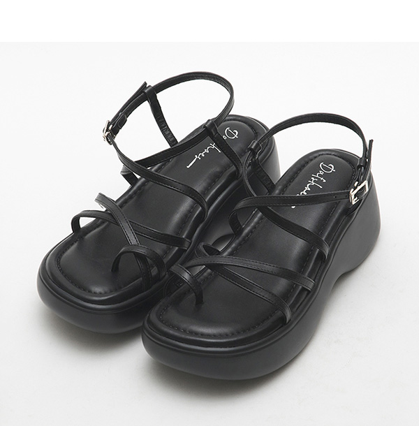 Strappy Lightweight Platform Sandals Black