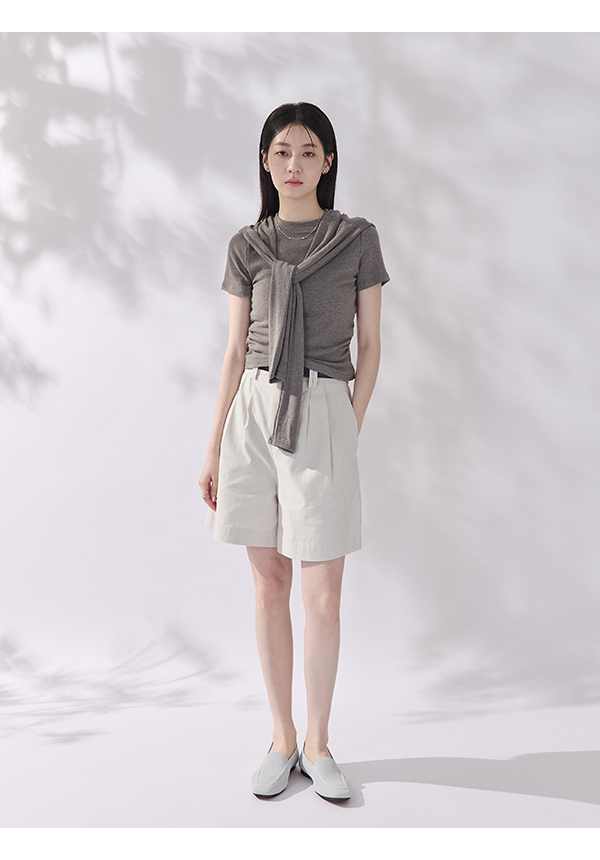 【3D零感雲織鞋】素面方頭樂福鞋 象牙灰