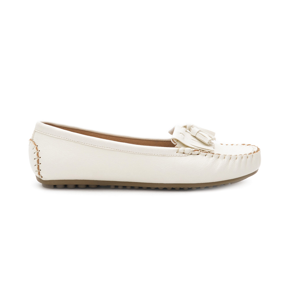 MIT Comfort Moccasin Loafers White