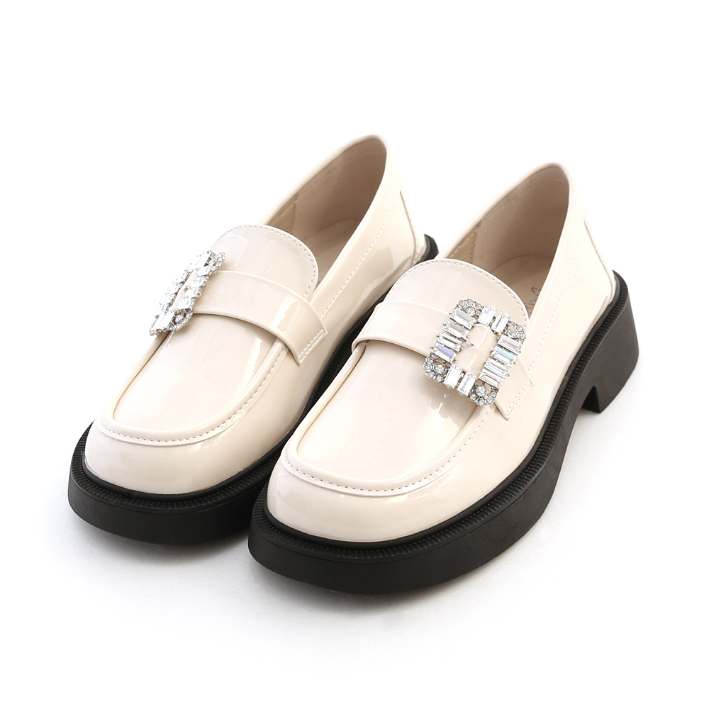 Crystal Embellished Chunky-Sole Loafers Ivory White