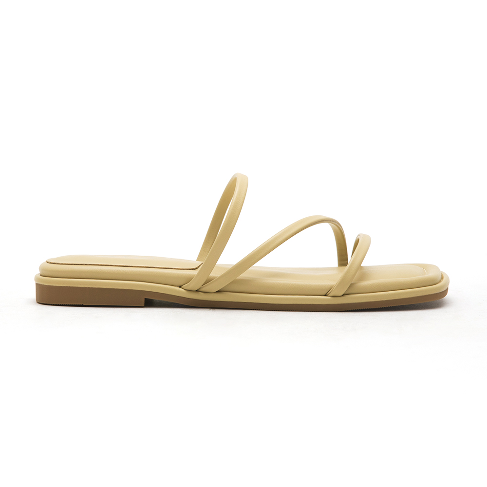 Cross Strap Flat Sandals Yellow