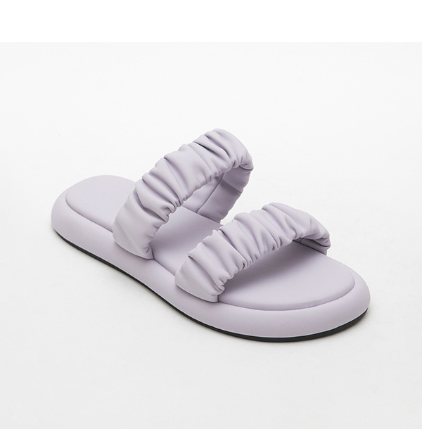 Dreamy Comfy Ruched Double Strap Sandals Lavender