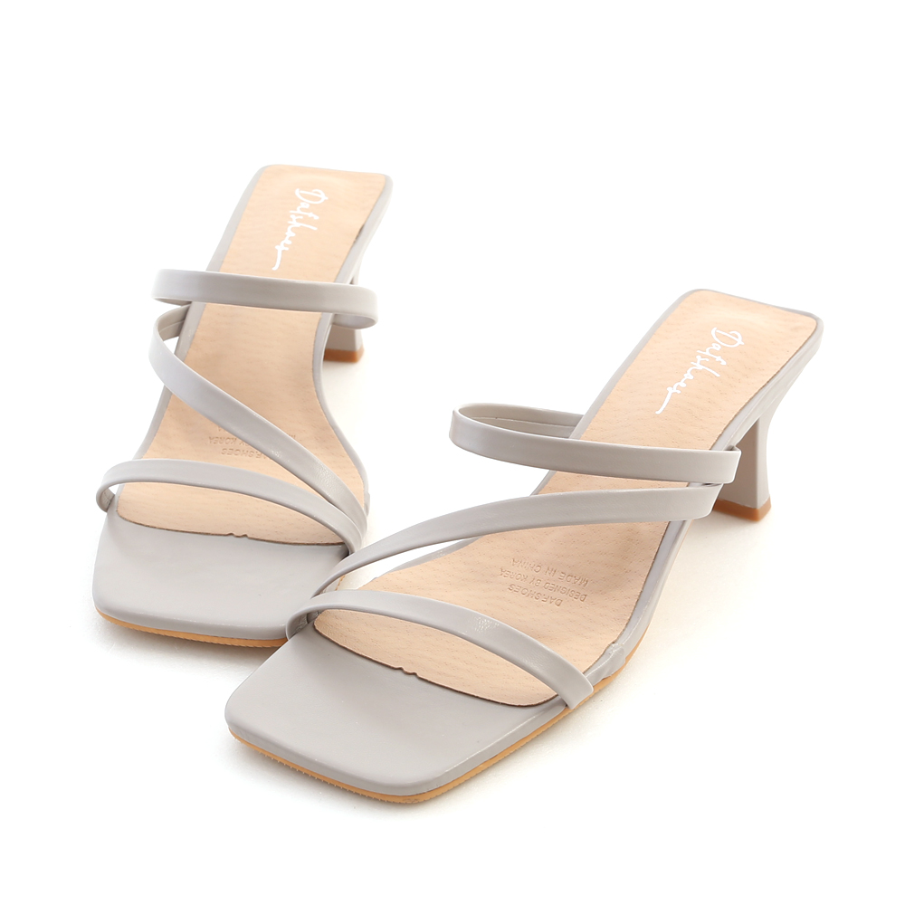 Z-Strap Square Toe High Heel Sandals Grey