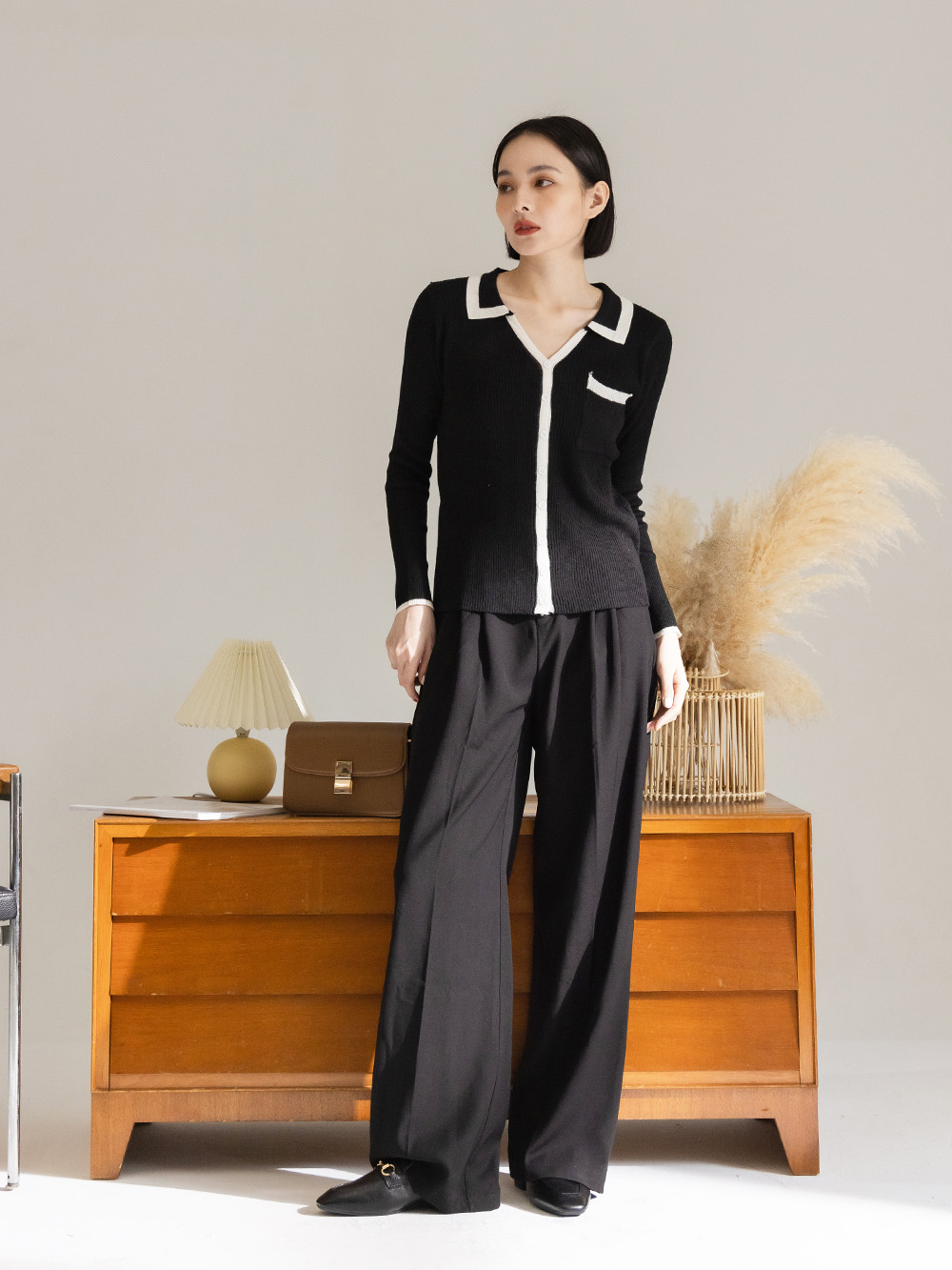 優質品味.馬銜釦方頭低跟穆勒鞋 時尚黑