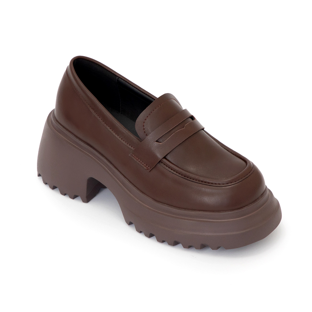 學霸女神增高加厚底樂福鞋 咖啡