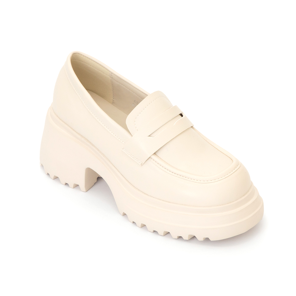 學霸女神增高加厚底樂福鞋 米白