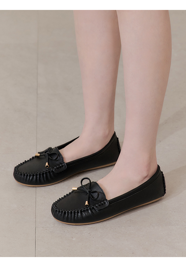 Soft MIT Bow Loafer Moccasins Black