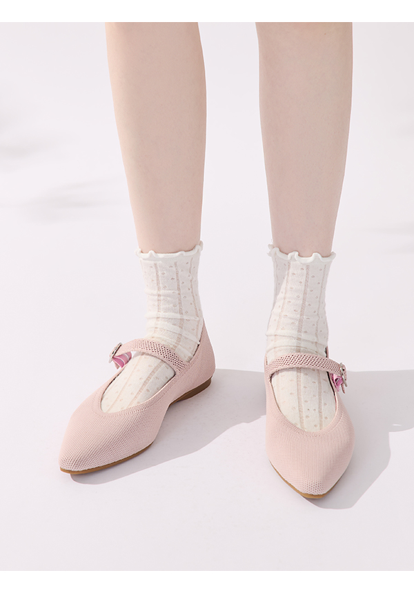 【3D零感雲織鞋】尖頭瑪莉珍鞋 裸膚粉