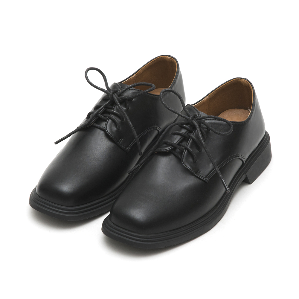 Soft Lace-Up Derby Shoes Black