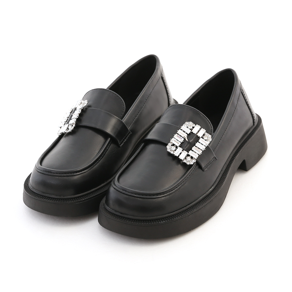 Crystal Embellished Chunky-Sole Loafers Black