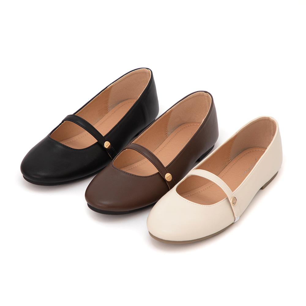 圓頭學院平底瑪莉珍娃娃鞋 咖啡色