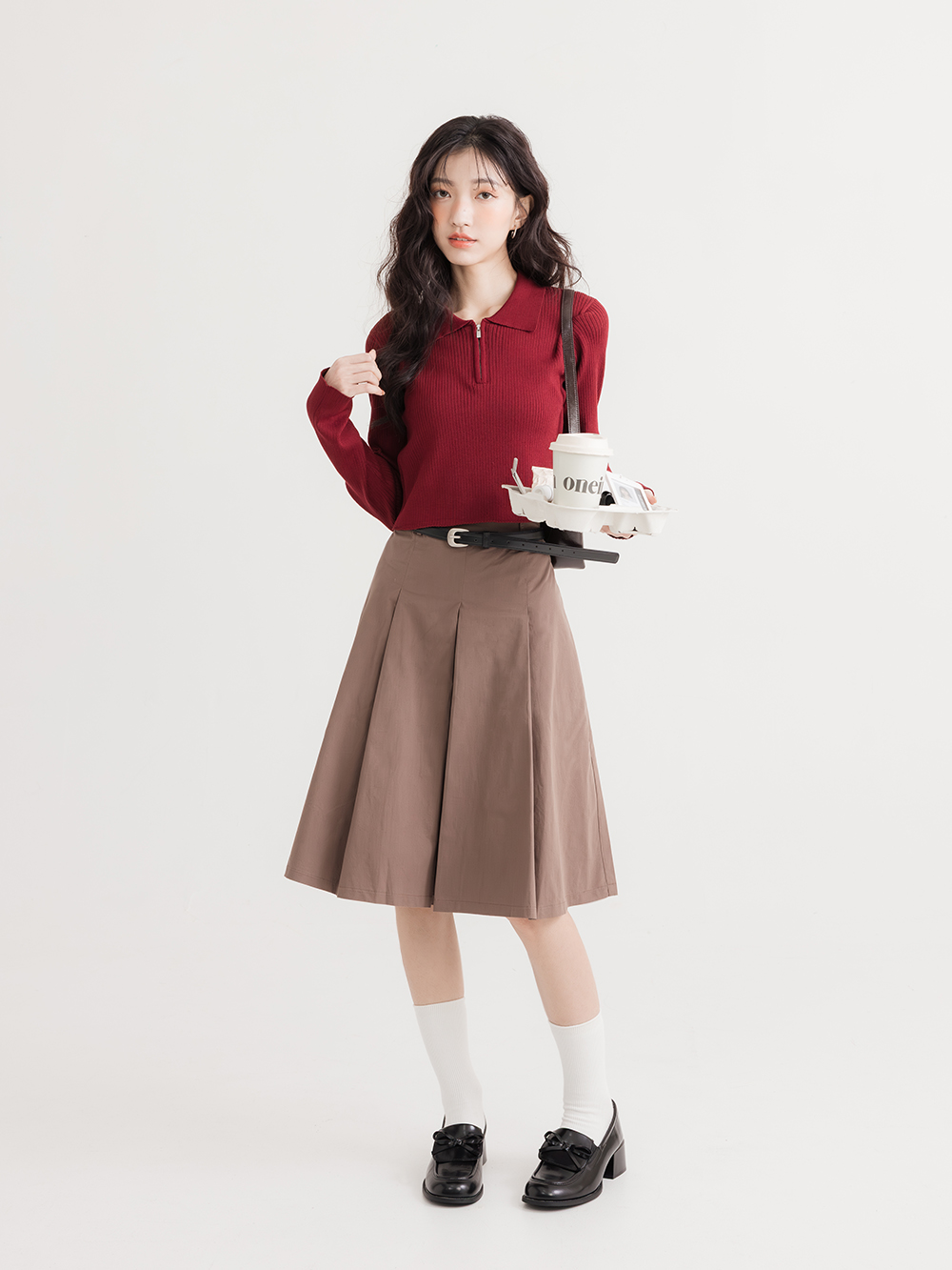 校花指定小蝴蝶結中跟樂福鞋 黑色