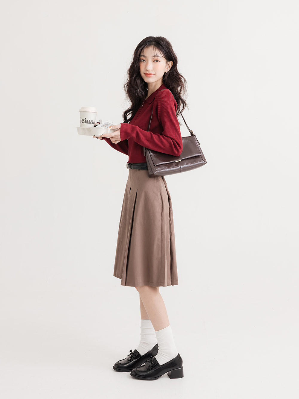 校花指定小蝴蝶結中跟樂福鞋 黑色