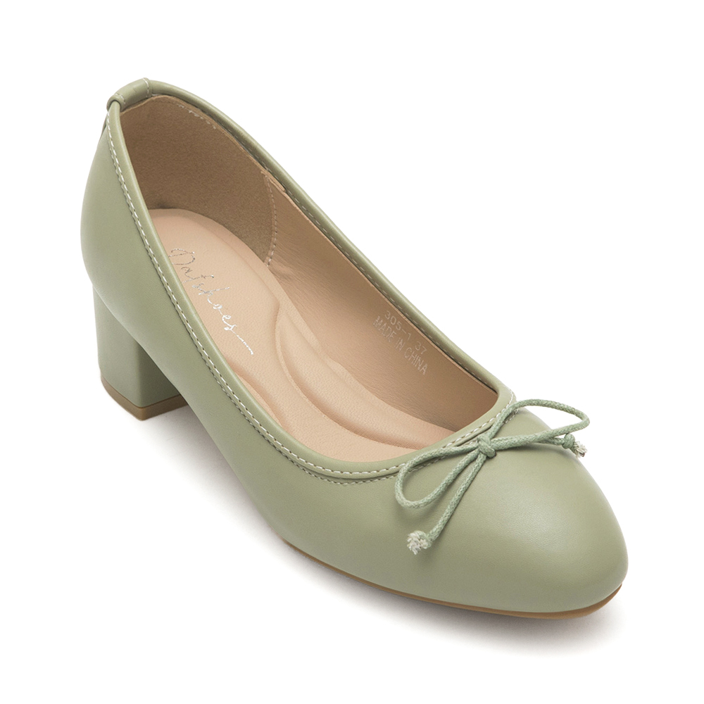 4D氣墊中跟芭蕾娃娃鞋 鼠尾草綠