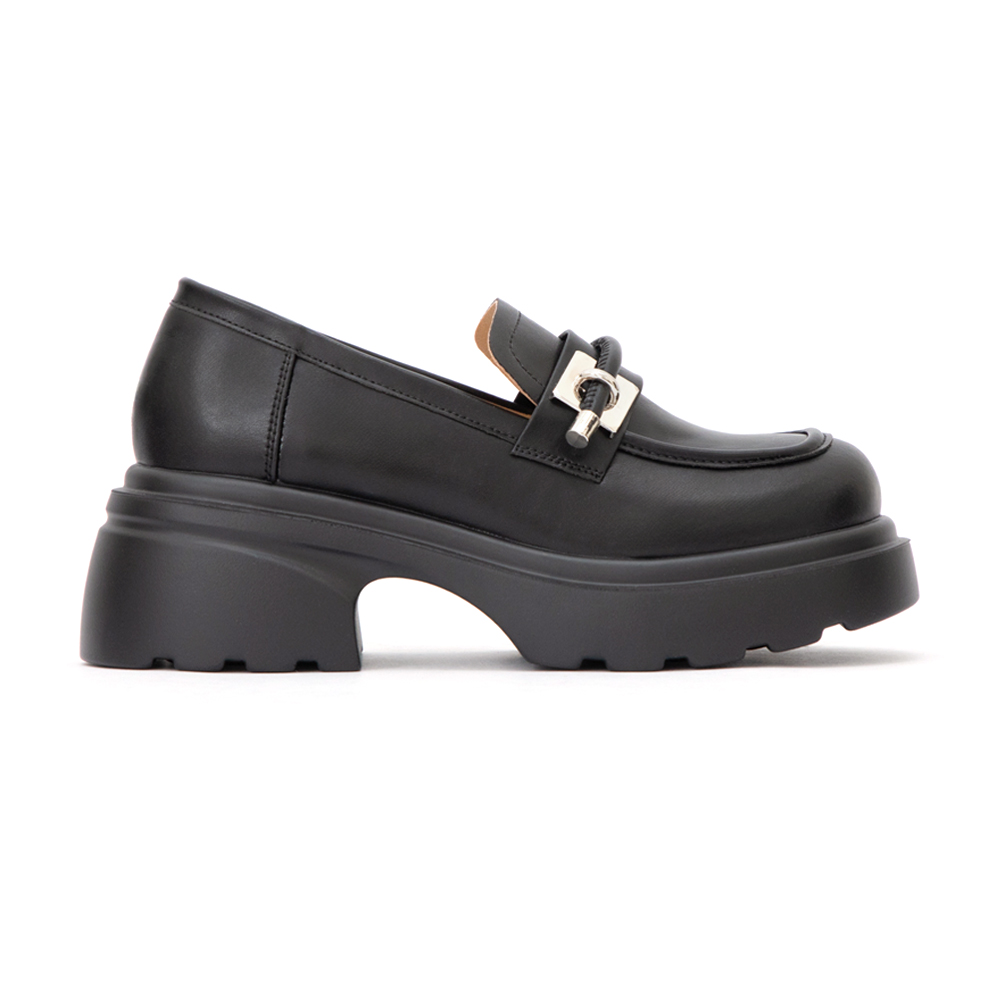 全日舒適小方塊厚底樂福鞋 黑色