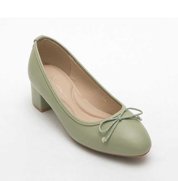 4D Cushioned Mid-Heel Ballets Shoes Sage Green