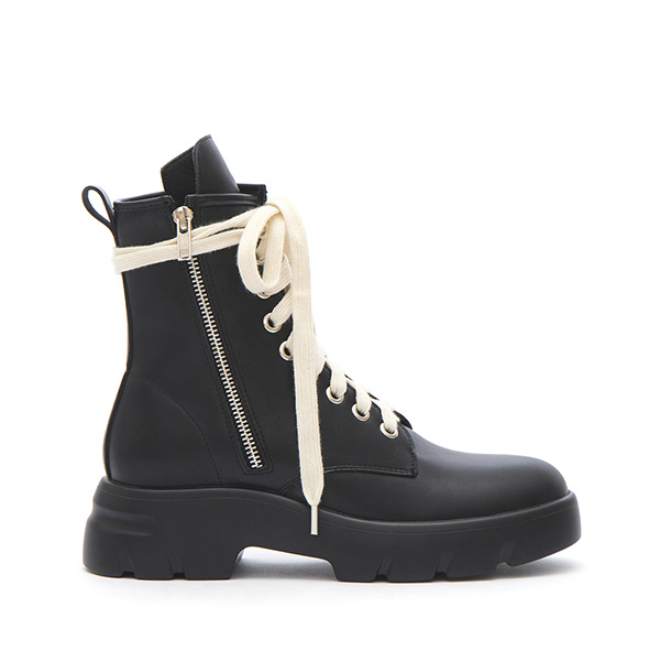 Lightweight Sole Colorblock Combat Ankle Boots Black