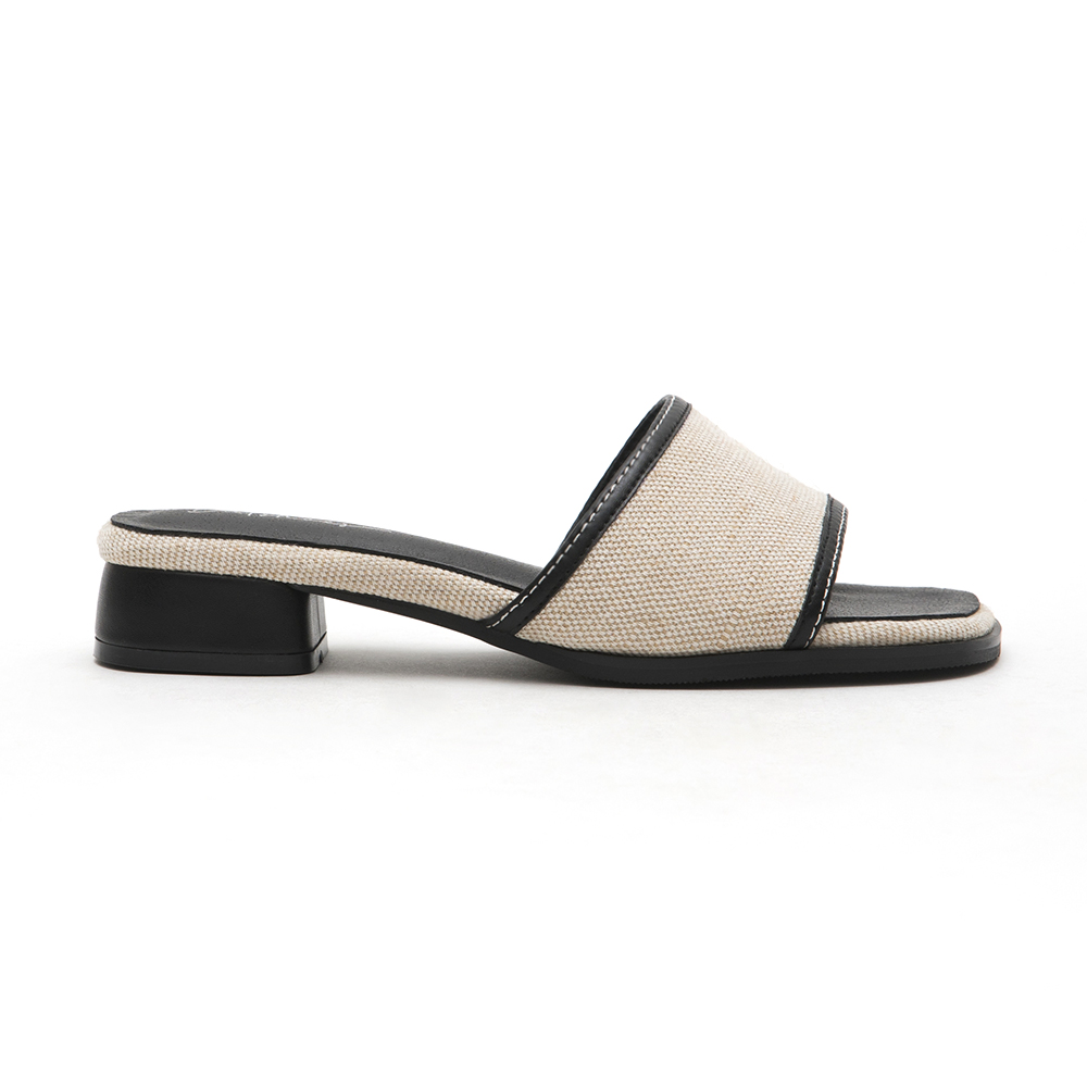 Wide Strap Espadrille Slide Sandals Black │ D+AF Official Online Shop