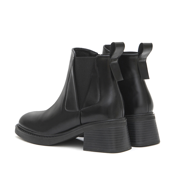 Square-Toe Wooden-Heel Chelsea Boots Black