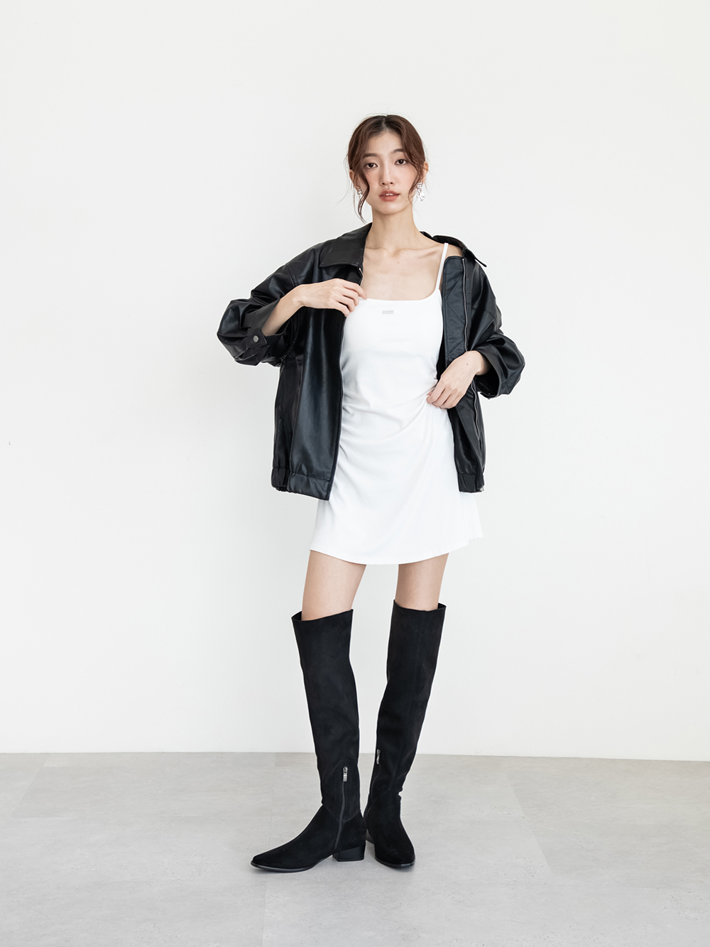 慵懶嬉皮西部堆堆長靴 黑色