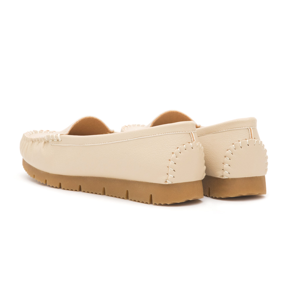 MIT Plain Platform Moccasins Cream