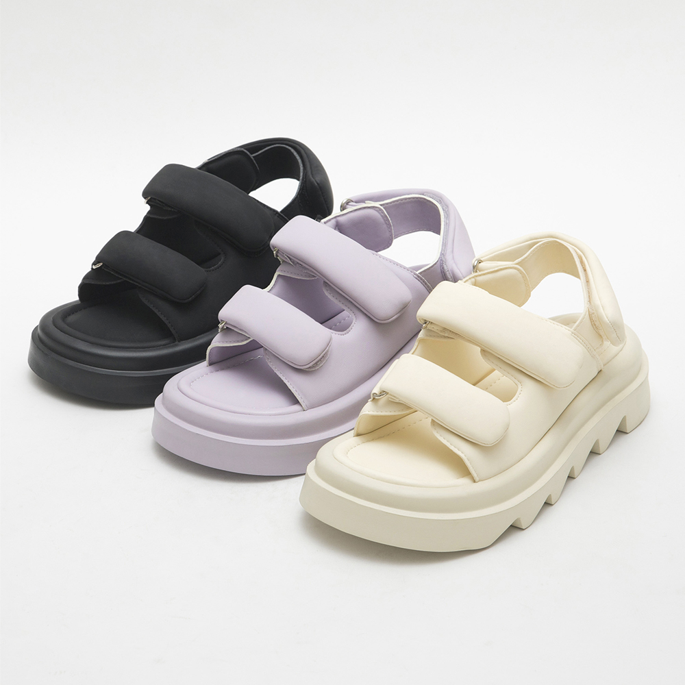 Wide Band Velcro Sponge Soft Sandals 淺紫