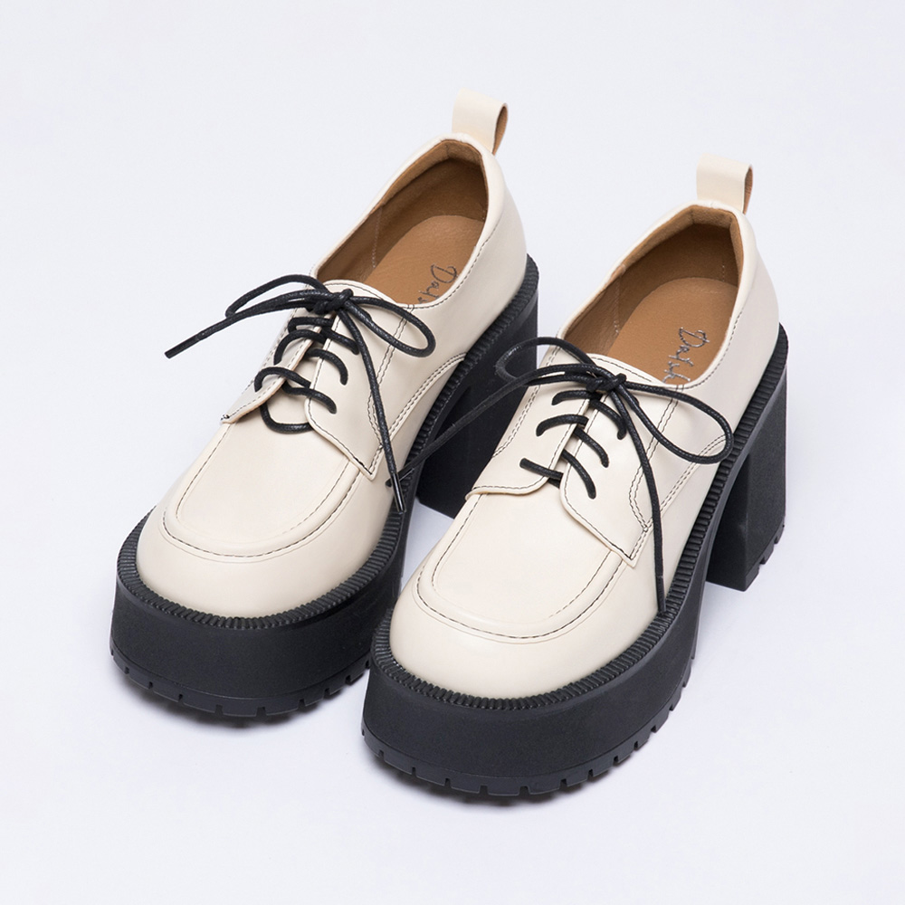Platform High-Heel Lace-Up Derby Shoes Vanilla