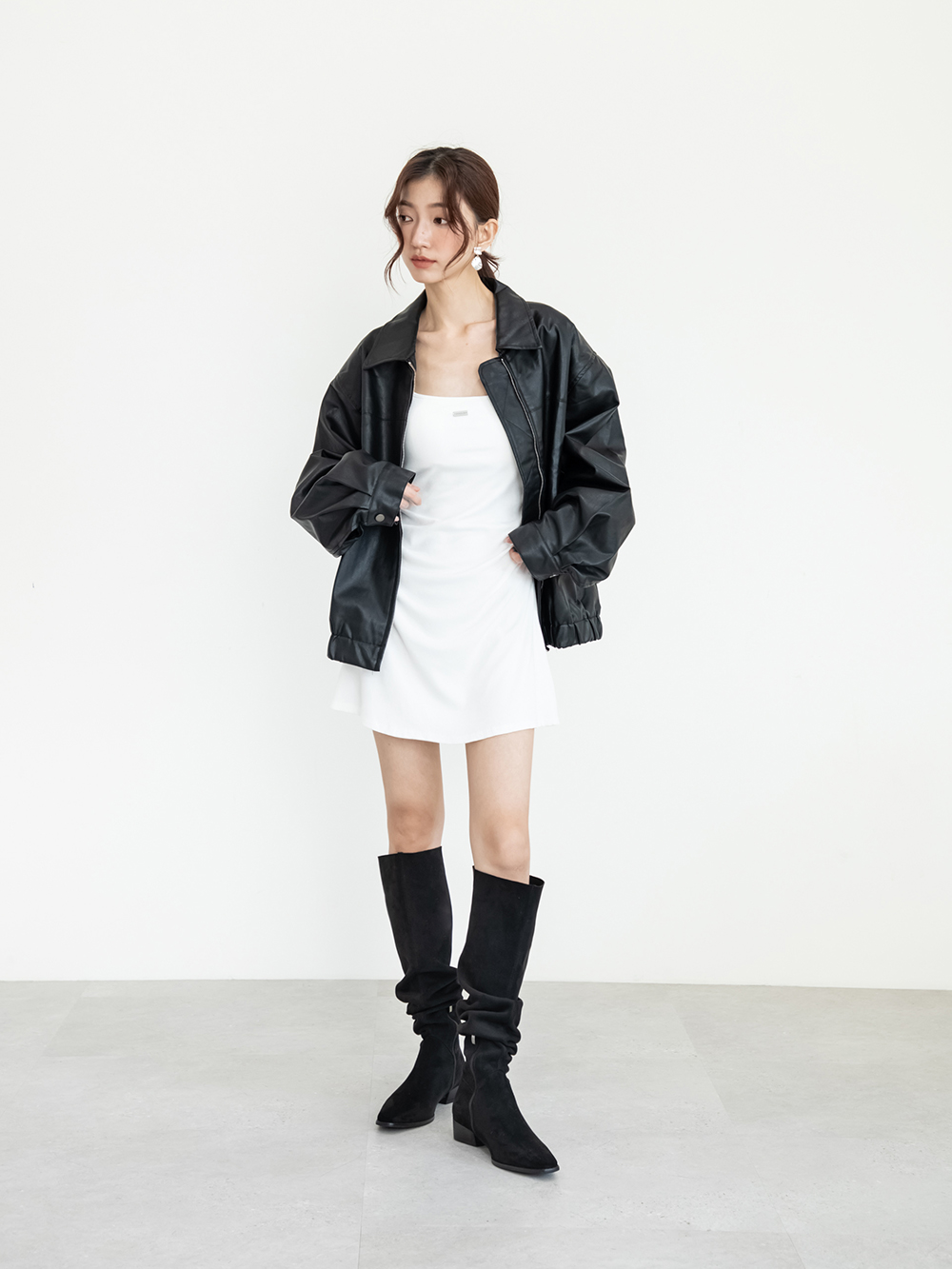 慵懶嬉皮西部堆堆長靴 黑色