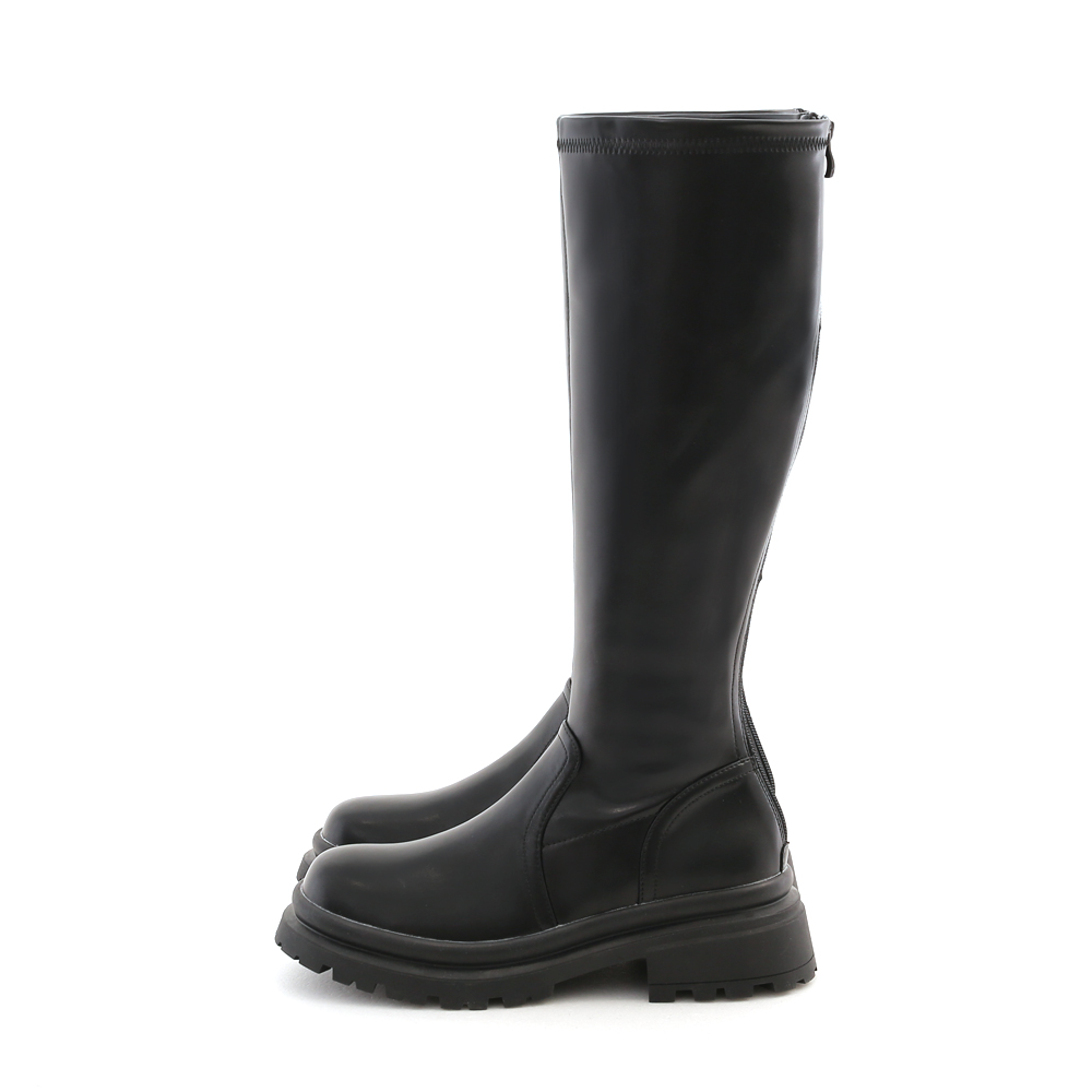 Plain Thick Sole Slimming Tall-Boots Black