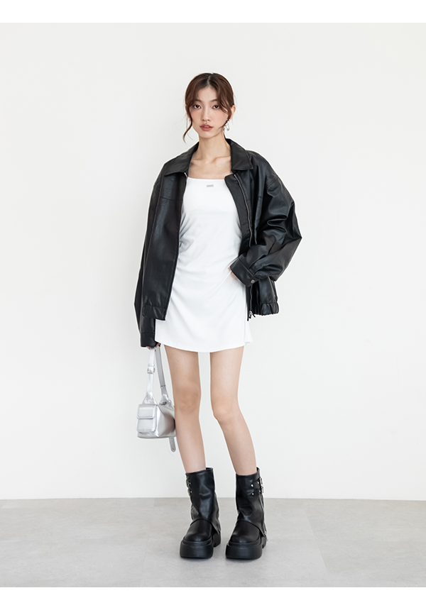 暗黑硬派Plus級加厚鬆糕底褲管短靴 黑色