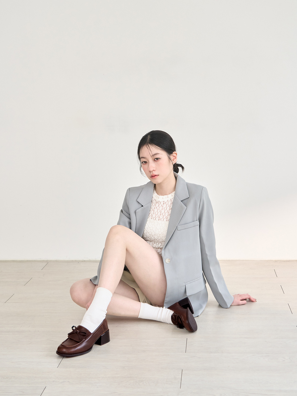 校花指定小蝴蝶結中跟樂福鞋 咖啡色