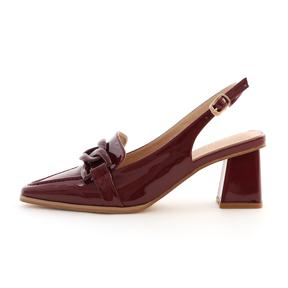 Faux Patent Slingback Pumps Burgundy Red